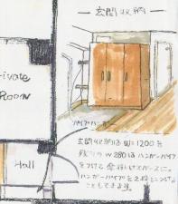 左（パース図）　上下に、位置を少しずらしてバーを２段設置しました。